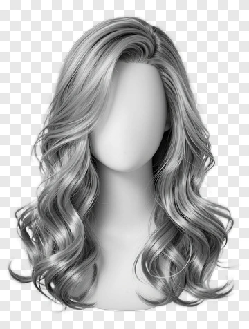 Wavy Silver Hair Wig PNG