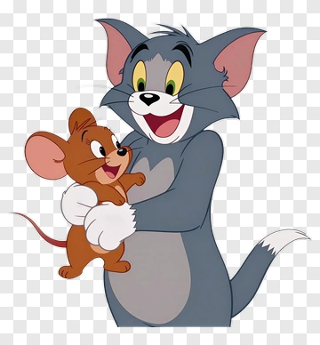 Cartoon Cat Holding A Mouse PNG