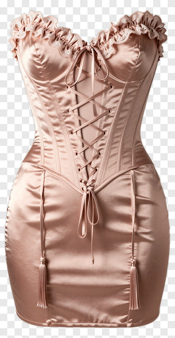 Satin Corset Dress With Lace Detail PNG