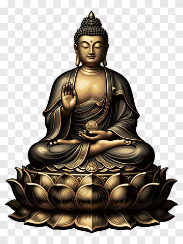 Buddha Statue Sitting On A Lotus Flower PNG