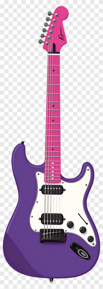 Purple Electric Guitar With Pink Neck PNG