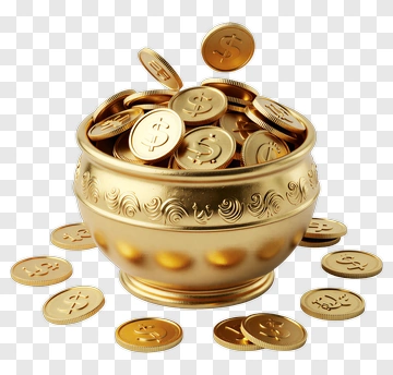 Golden Coin Pot Filled With Coins PNG