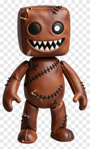 Brown Plush Doll With Stitches PNG