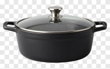 Black Cooking Pot With Glass Lid PNG