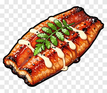 Grilled Eel With Sauce And Garnish PNG