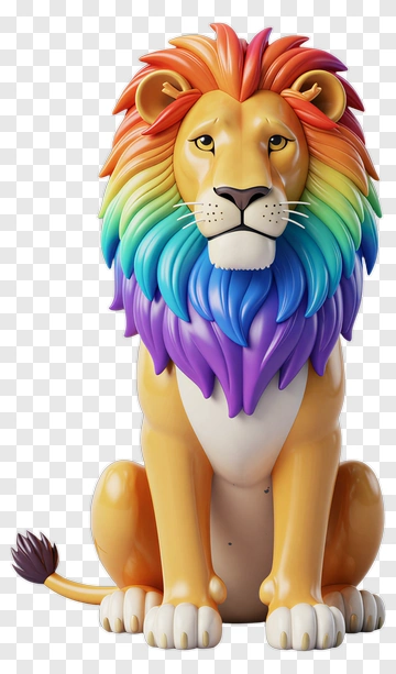 Colorful Lion With Rainbow Mane PNG