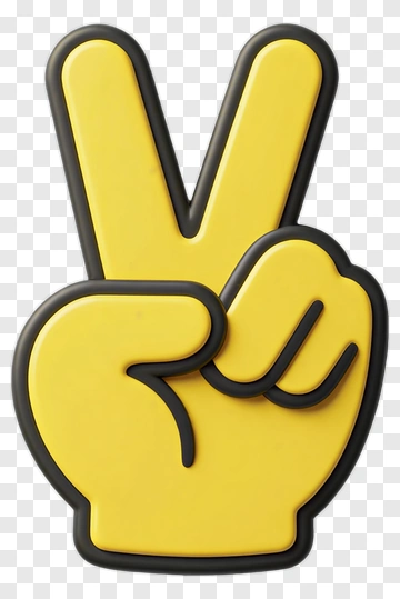 Yellow Peace Hand Sign PNG