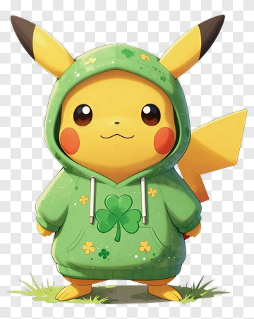 Pikachu Wearing A Green Hoodie PNG