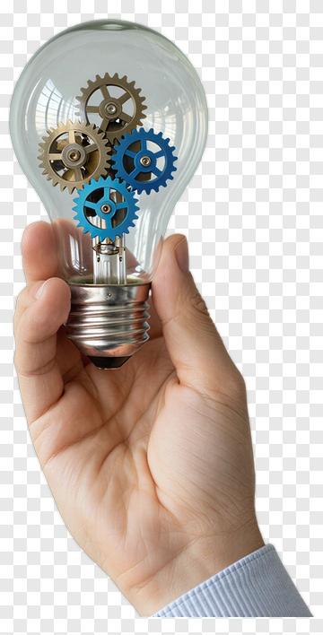 Light Bulb With Gears In Hand PNG