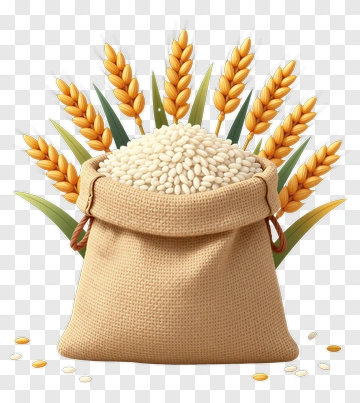 Wheat Bag With Grain And Wheat Stalks PNG