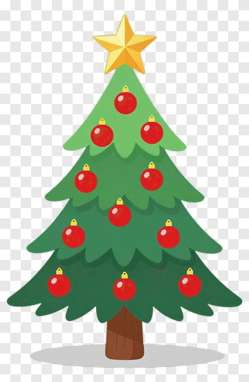 Colorful Christmas Tree With Ornaments And Star PNG