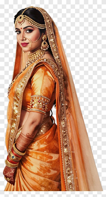 Bride In Traditional Indian Saree PNG