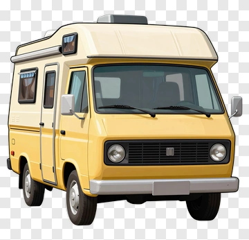 Cartoon Yellow Camper Van PNG