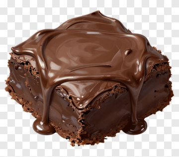 Chocolate Brownie With Dripping Ganache PNG