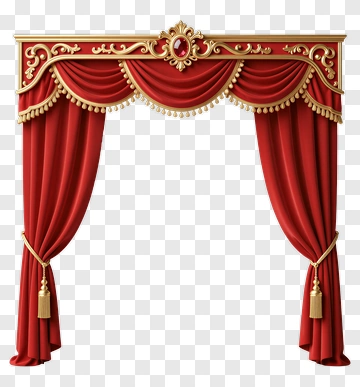 Red Theater Curtain With Gold Accents PNG