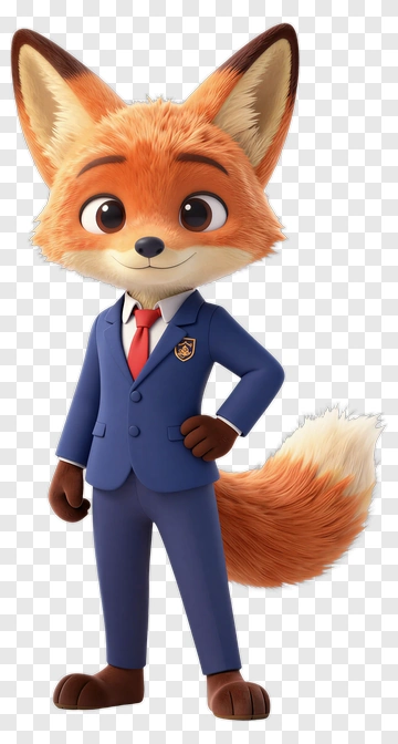 3D Fox Character Wearing A Suit PNG