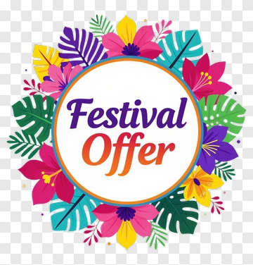 Festival Offer With Colorful Floral Design PNG
