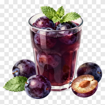 Glass Of Plum Juice With Fresh Plums PNG
