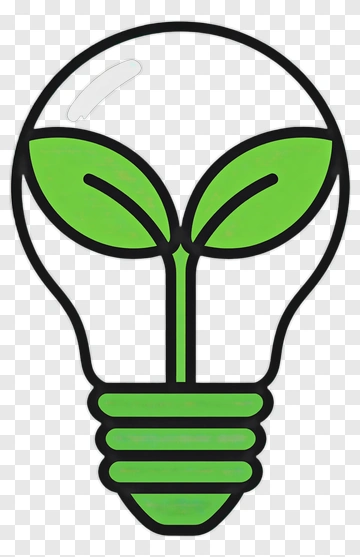 Light Bulb With Green Leaves PNG