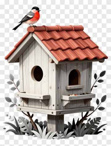 Birdhouse With A Bird On Top PNG