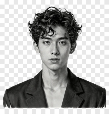 Portrait Of A Young Man With Curly Hair PNG