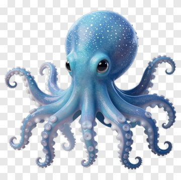3D Cartoon Octopus PNG
