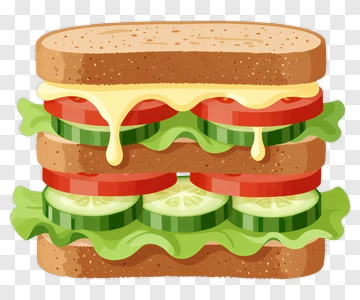 Layered Sandwich With Cheese, Lettuce, And Vegetables PNG
