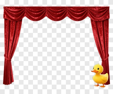 Red Curtain With A Cartoon Duck PNG