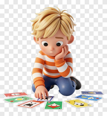 Cartoon Boy Playing With Cards PNG