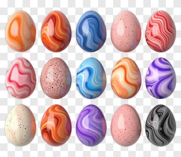 Colorful Marble Decorative Eggs PNG
