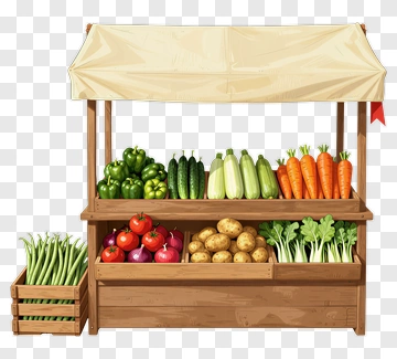 Vegetable Market Stand With Fresh Produce PNG