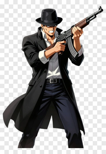 Comic Character Holding A Gun PNG