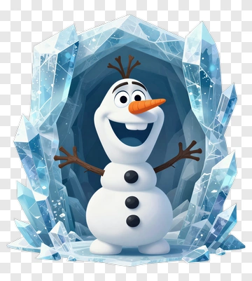 Cartoon Snowman In An Ice Cave PNG