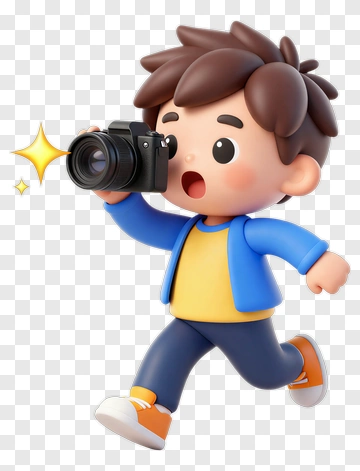 3D Boy Taking Photos With A Camera PNG