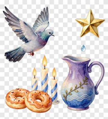 Dove Flying Above A Pitcher And Candles PNG