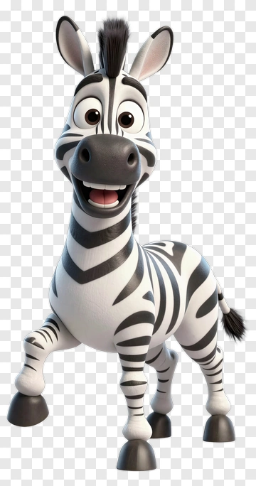 Cartoon Zebra Smiling Happily PNG