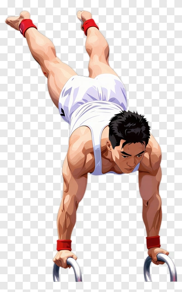 Athlete Performing Gymnastics On Rings PNG