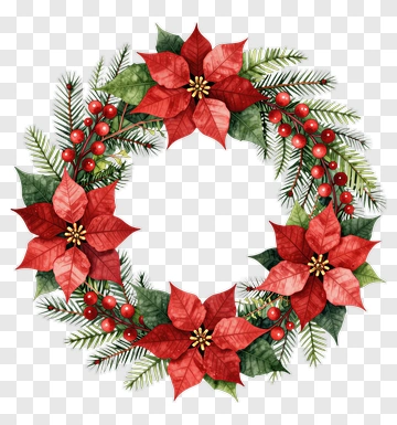 Christmas Poinsettia Wreath PNG