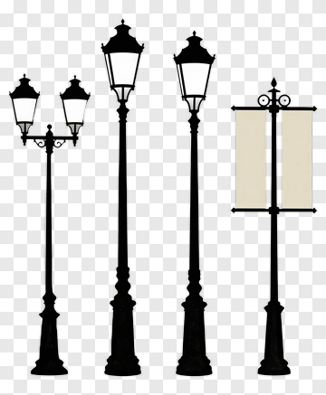 Silhouette Street Lamps PNG