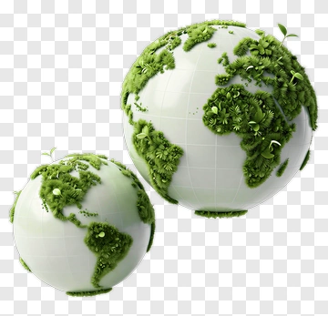 Green Earth Globes With Plants PNG