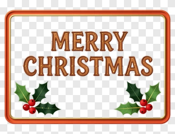 Merry Christmas Sign With Holly PNG