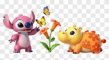 Cartoon Characters With Flowers And Butterflies PNG