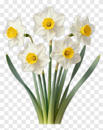 White Daffodil Bouquet PNG