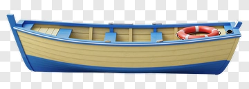 Colorful Boat With Life Ring PNG