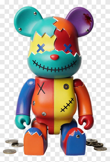 Colorful Bearbrick Toy With Coins PNG