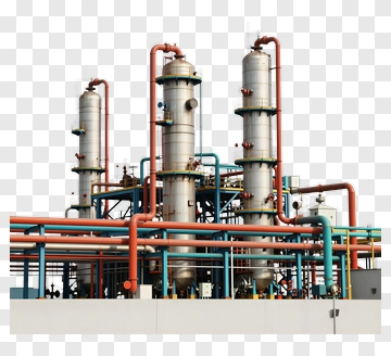 Industrial Processing Plant With Pipes And Tanks PNG