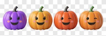Cartoon Pumpkins With Smiling Faces PNG