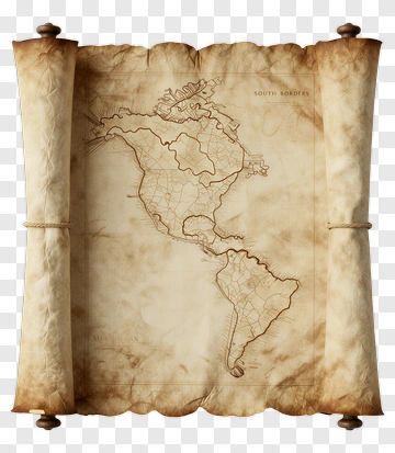 Old Map On Parchment Scroll PNG