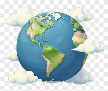 Cartoon Earth Surrounded By Clouds PNG