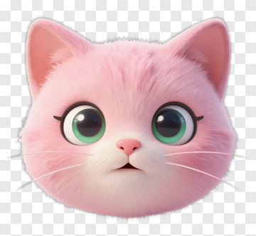 3D Pink Cat Face PNG